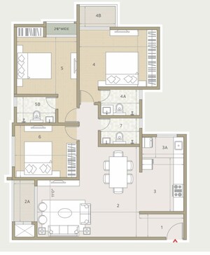 Floor Plan in 3 BHK Apartment at Goyal Orchid Life, Gunjur – for Sale