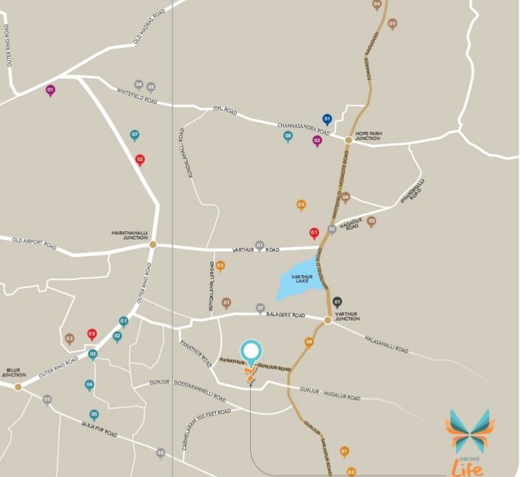 Map Location, goyal-orchid-life 3 Bedroom 1863 Sq.Ft. Apartment In Gunjur Bangalore 10711543