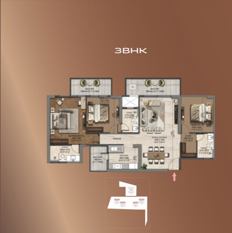 Floor Plan, signature-global-tonino-lamborghini-residences 3 Bedroom 2050 Sq.Ft. Apartment In Sector 71 Gurgaon 10713475