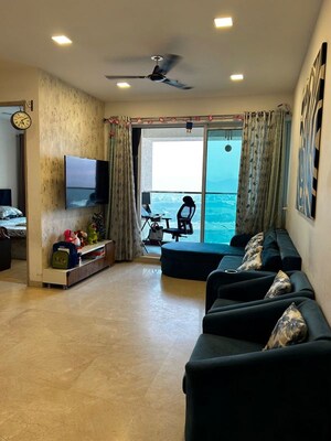 Living Room in 1 BHK Apartment at Aurum Q Residences, Ghansoli – for Rent