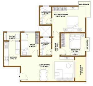 Floor Plan in 2.5 BHK Apartment at Bhartiya City Nikoo Homes 5, Thanisandra Main Road – for Sale