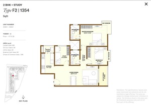 Floor Plan in 2.5 BHK Apartment at Bhartiya City Nikoo Homes 5, Thanisandra Main Road – for Sale