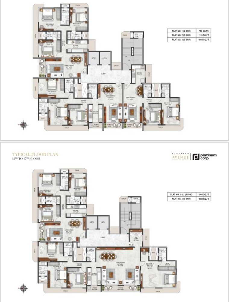 Floor Plan, platinum-avenue 3 Bedroom 1080 Sq.Ft. Apartment In Khar West Mumbai 10715447