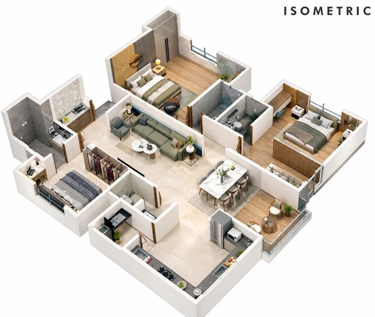 Floor Plan, model colony 3 Bedroom 1530 Sq.Ft. Apartment In Model Colony Pune 10715865