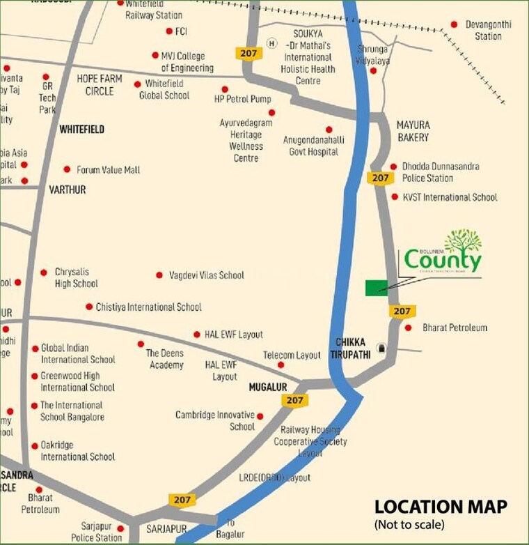 Map Location, bollineni-county  1500 Sq.Ft. Plot In Chikka Tirupathi Bangalore 10716459