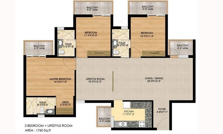 Floor Plan, bptp-park-generations 3 Bedroom 1813 Sq.Ft. Apartment In Sector 37d Gurgaon 10711825