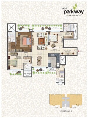 Floor Plan in 3 BHK Apartment at ACE Parkway, Sector 150 – for Sale