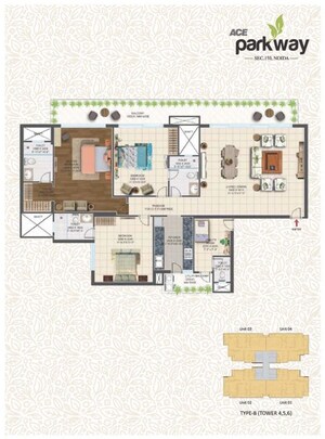 Floor Plan in 3 BHK Apartment at ACE Parkway, Sector 150 – for Sale