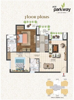 Floor Plan in 2 BHK Apartment at ACE Parkway, Sector 150 – for Sale