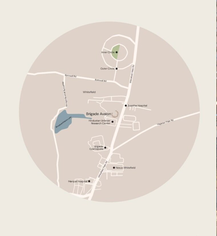 Map Location, brigade-avalon 3.5 Bedroom 2635 Sq.Ft. Apartment In Whitefield Bangalore 10716681