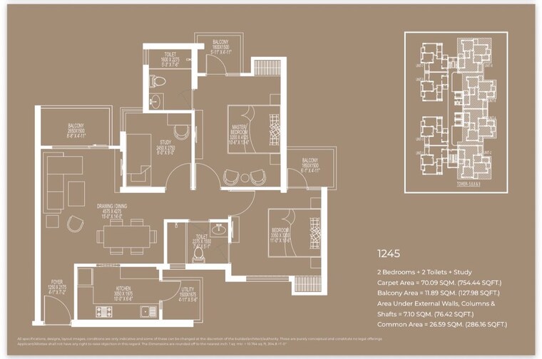 Floor Plan, ace-divino 2 Bedroom 1245 Sq.Ft. Apartment In Sector 1 Greater Noida Greater Noida 10716737