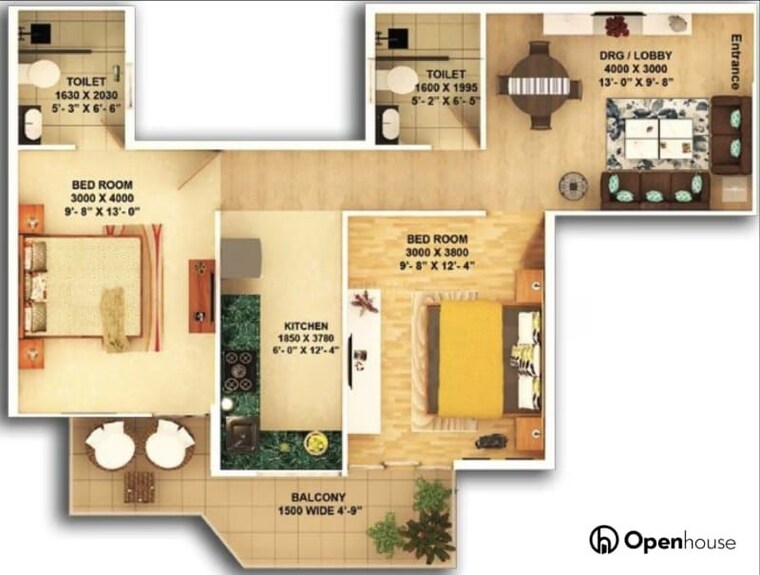 Floor Plan, pyramid-square-67a 2 Bedroom 768 Sq.Ft. Apartment In Sector 67 Gurgaon 10716764