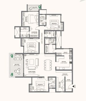 Floor Plan in 4 BHK Apartment at Assetz 66 And Shibui, Whitefield Road – for Sale