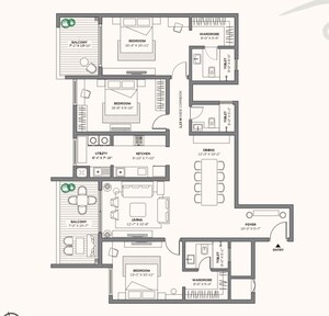 Floor Plan in 4 BHK Apartment at Assetz 66 And Shibui, Whitefield Road – for Sale