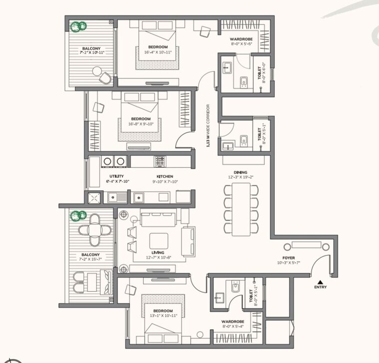 Floor Plan, assetz-66-and-shibui 4 Bedroom 3044 Sq.Ft. Apartment In Whitefield Road Bangalore 10716787