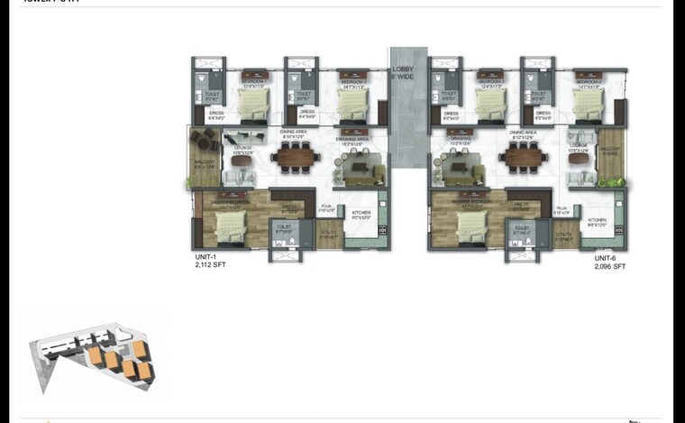 Floor Plan, kollur 3 Bedroom 2600 Sq.Ft. Apartment In Kollur Hyderabad 10716853