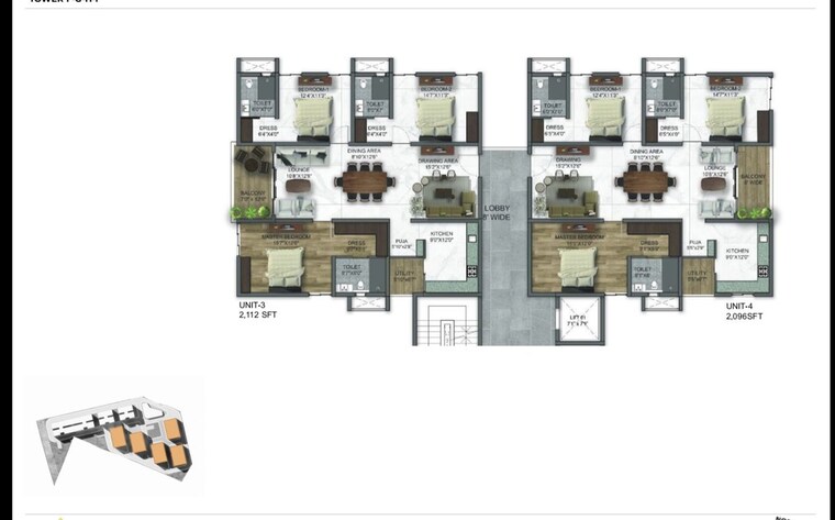 Floor Plan, kollur 3 Bedroom 2600 Sq.Ft. Apartment In Kollur Hyderabad 10716853