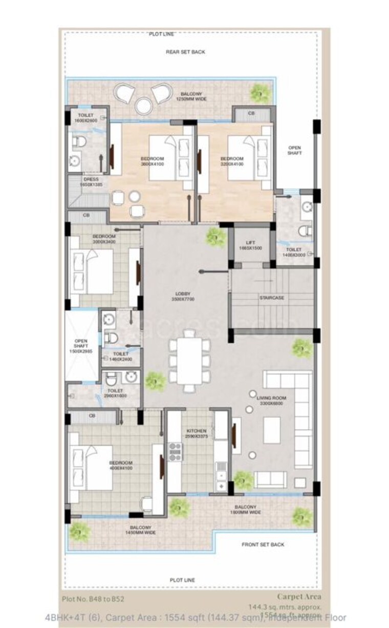Floor Plan, ss-linden 4 Bedroom 2750 Sq.Ft. Builder Floor In Sector 84 Gurgaon 10717038