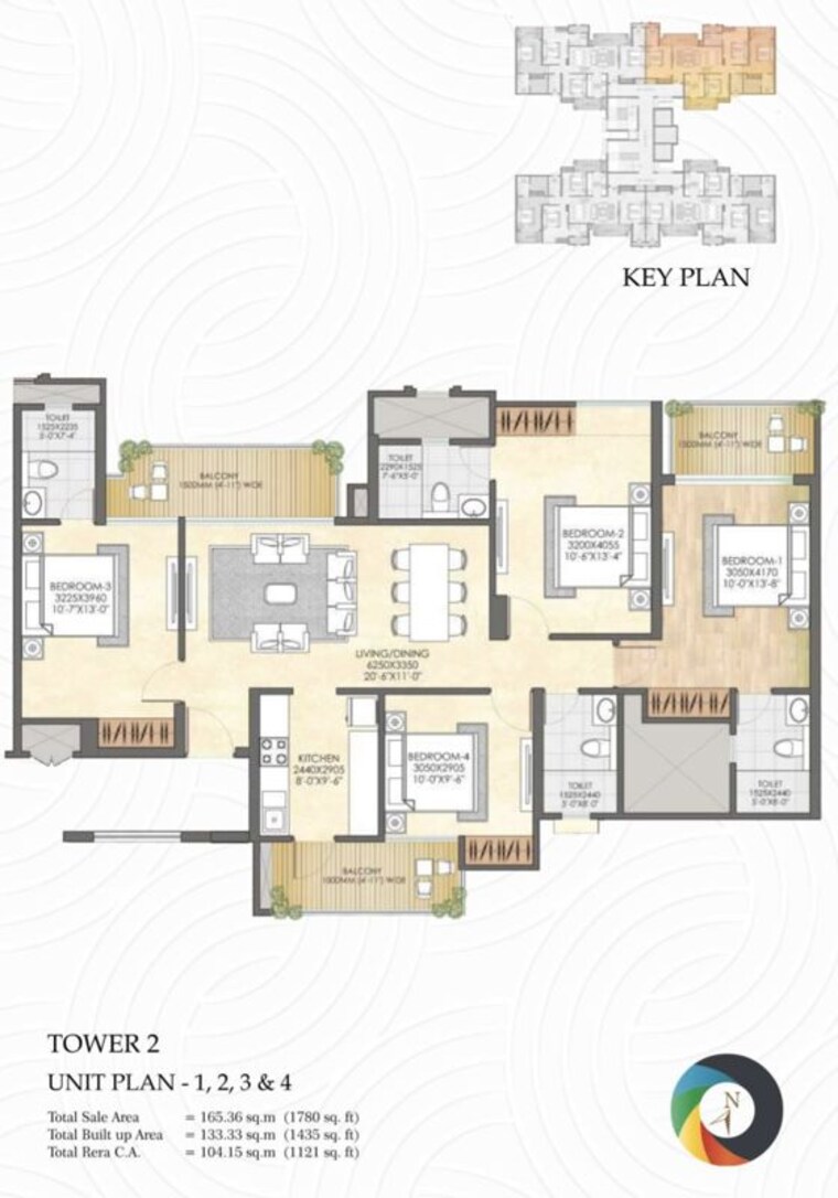 Floor Plan, crc-joyous 4 Bedroom 1780 Sq.Ft. Apartment In Tech Zone 4 Greater Noida Greater Noida 10717061