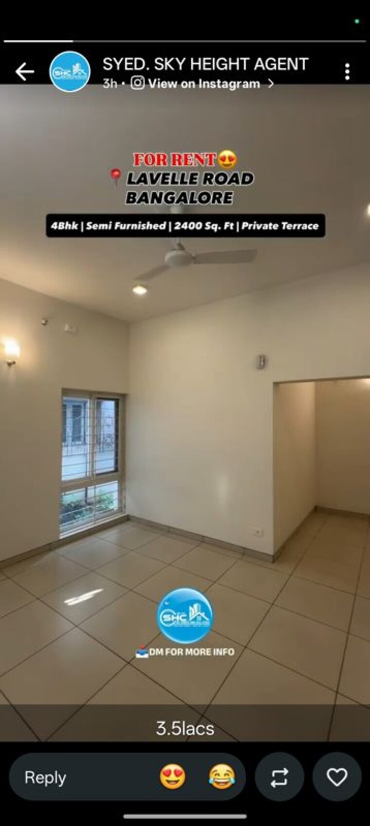 Room, embassy-habitat 3 Bedroom 1774 Sq.Ft. Apartment In Palace Road Bangalore 10717151