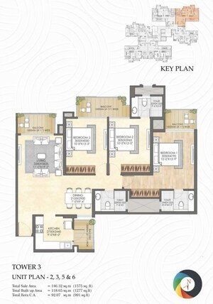 Floor Plan in 3 BHK Apartment at CRC Joyous, Tech Zone 4 Greater Noida – for Sale