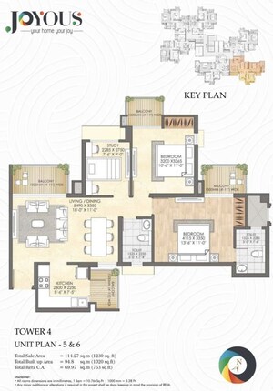 Floor Plan in 2 BHK Apartment at CRC Joyous, Tech Zone 4 Greater Noida – for Sale