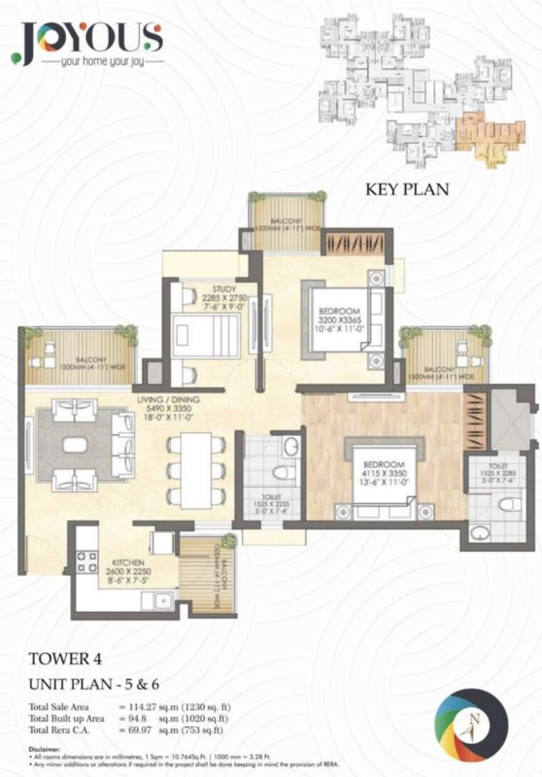 Floor Plan, crc-joyous 2 Bedroom 1230 Sq.Ft. Apartment In Tech Zone 4 Greater Noida Greater Noida 10717505