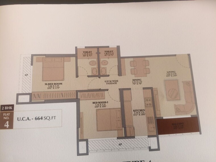 Floor Plan, shakti-siyara-vista 2 Bedroom 765 Sq.Ft. Apartment In Chikan Ghar Thane 10718100