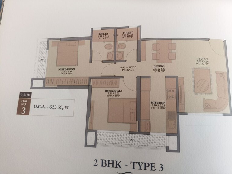Floor Plan, shakti-siyara-vista 2 Bedroom 765 Sq.Ft. Apartment In Chikan Ghar Thane 10718100
