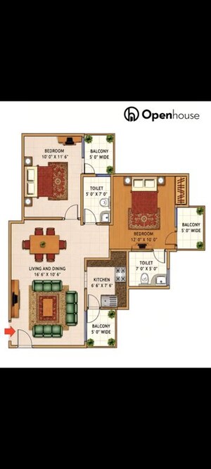 Floor Plan in 2 BHK Apartment at SVP Gulmohur Garden, Raj Nagar Extension – for Sale