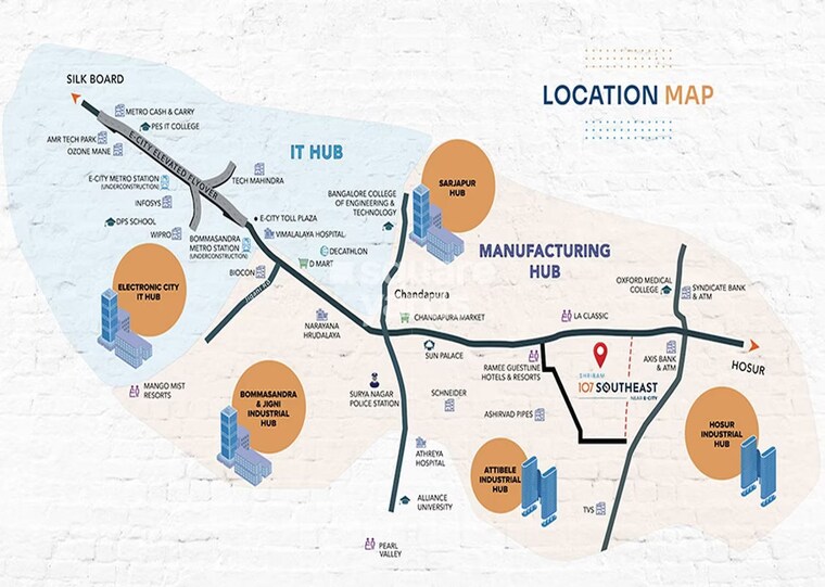 Map Location, shriram-107-south-east 3 Bedroom 914 Sq.Ft. Apartment In Attibele Bangalore 10710852