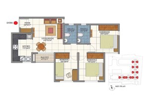 Floor Plan in 3 BHK Apartment at Shriram 107 South East, Attibele – for Sale