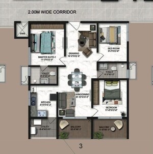 Floor Plan in 2.5 BHK Apartment at Candeur Crescent, Serilingampally – for Rent