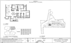 Floor Plan in 3 BHK Apartment at Sobha Manhattan Towers Town Park, Hosur Road – for Sale