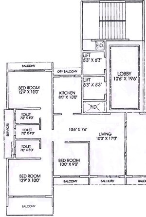 Floor Plan in 3 BHK Apartment at Shanti Green Palms, Ghansoli – for Sale