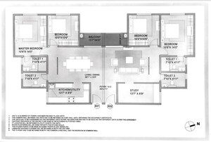 Floor Plan in 4 BHK Apartment at Puravankara Purva Zenium, Hosahalli – for Sale