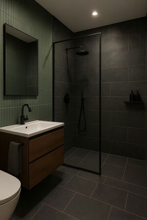 Bathroom in 4 BHK Apartment at Godrej Blue, B L Saha Road – for Sale