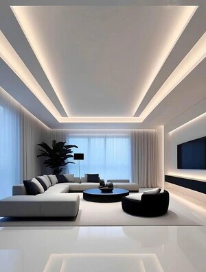 Living Room in 4 BHK Apartment at Godrej Blue, B L Saha Road – for Sale