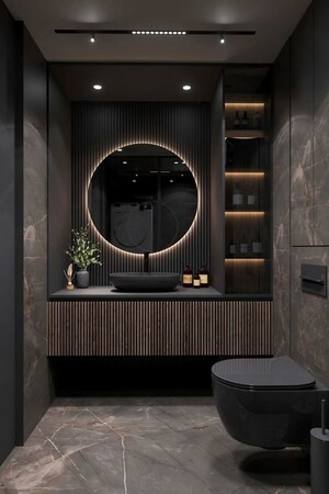 Bathroom in 4 BHK Apartment at Godrej Blue, B L Saha Road – for Sale