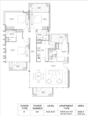 Floor Plan in 3 BHK Apartment at M3M Merlin, Sector 67 – for Sale