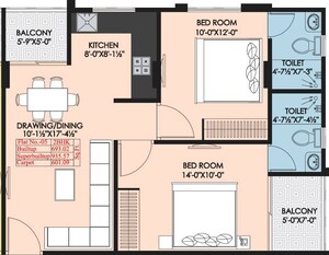 Floor Plan in 2 BHK Apartment at Yash Apartments Narayan Vihar, Narayan Vihar – for Sale