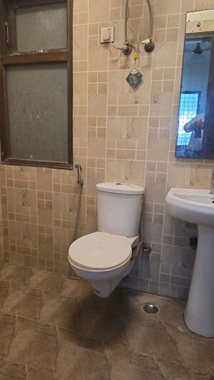 Bathroom in 3 BHK Builder Floor at Sushant Lok I – for Rent