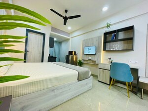 Bedroom in Studio Apartment at Okay Plus Solitaire Suites, Ramnagariya – for Rent
