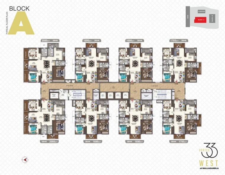Master Plan, vertex-33-west 2 Bedroom 1360 Sq.Ft. Apartment In Nallagandla Hyderabad 10725998