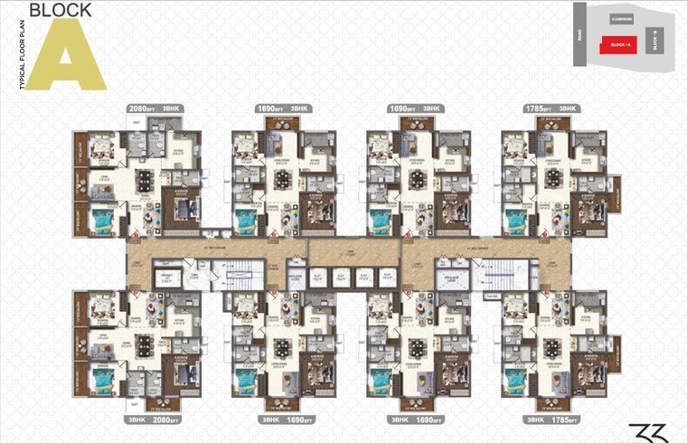 Master Plan, vertex-33-west 3 Bedroom 2080 Sq.Ft. Apartment In Nallagandla Hyderabad 10726020