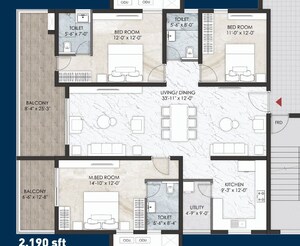 Floor Plan in 2 BHK Apartment at Namishree Vrindavan, Kondapur – for Sale