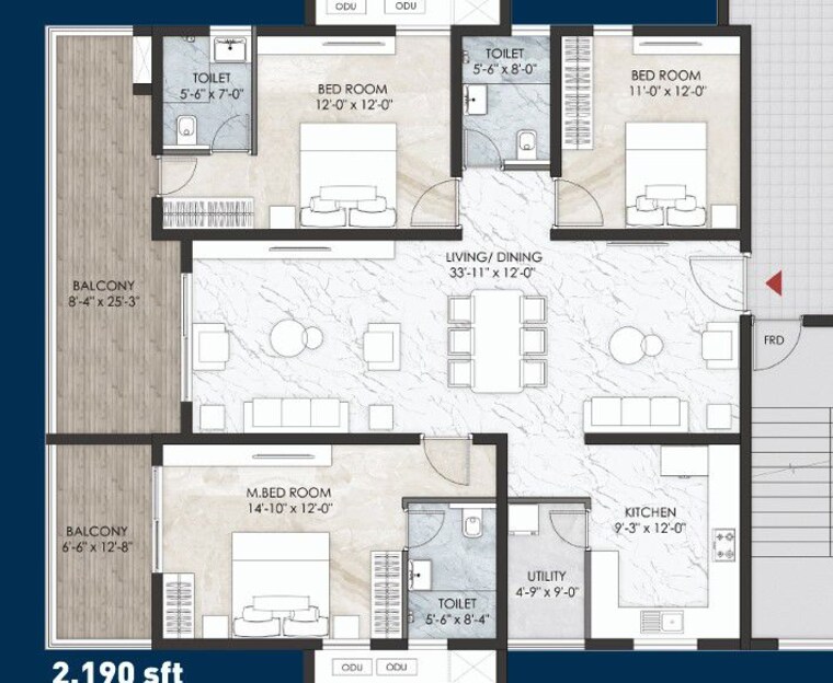 Floor Plan, namishree-vrindavan 2 Bedroom 1690 Sq.Ft. Apartment In Kondapur Hyderabad 10726223