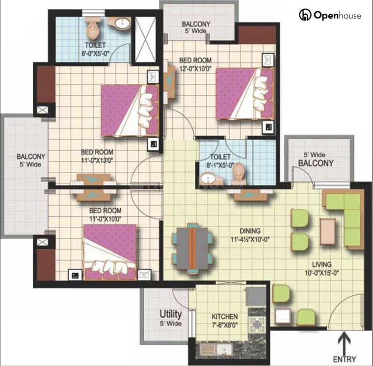 Floor Plan, amrapali-silicon-city 3 Bedroom 1420 Sq.Ft. Apartment In Sector 76 Noida 10726500
