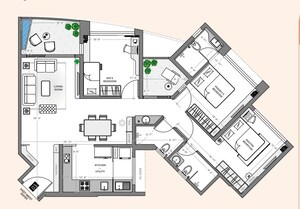 Floor Plan in 3 BHK Apartment at Vilas Javdekar Palladio La Viento, Mahalunge – for Sale