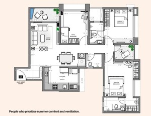Floor Plan in 3 BHK Apartment at Vilas Javdekar Palladio La Viento, Mahalunge – for Sale